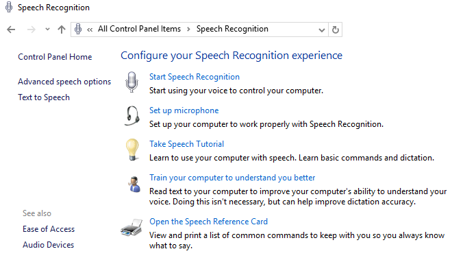Краткое руководство по средствам специальных возможностей для Windows 10 Распознавание голоса в Windows10