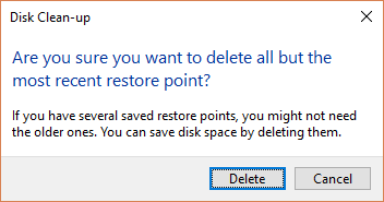 Полное руководство по удалению вредоносных программ Очистка диска Windows 10 удаляет точки восстановления системы