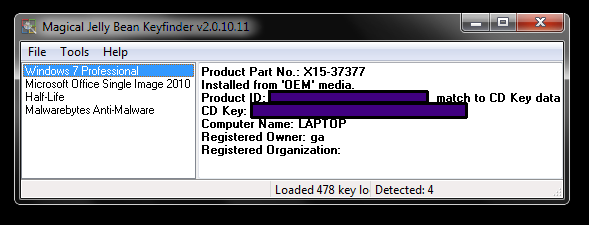 Магический Желе Бин Windows 7 Product Keyt