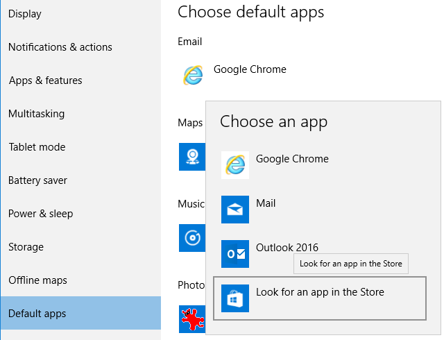Приложения по умолчанию для Windows 10