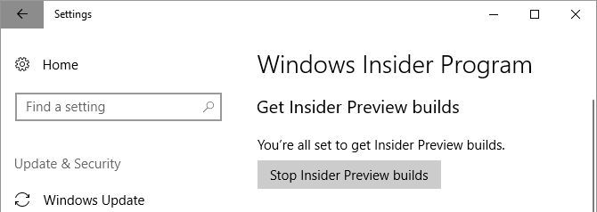 Сборки Windows 10 Stop Insider Preview