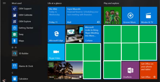 Windows 10 Пуск Меню продвигаемых приложений Юбилейное обновление