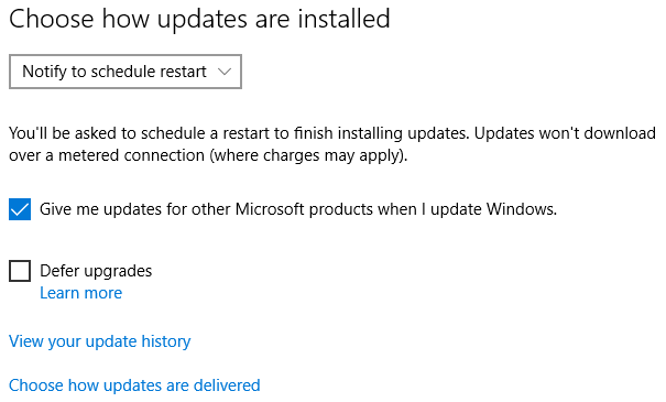 Windows 10 Выберите, как устанавливаются обновления