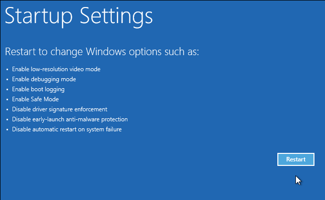 Windows 10 дополнительные параметры загрузки параметров загрузки