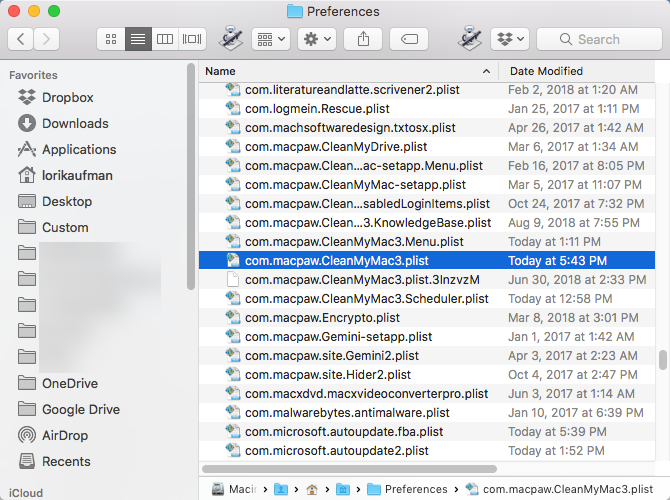 Файлы PLIST в папке «Настройки» на Mac