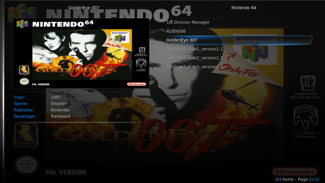 GoldenEye 007 в браузере Kodi ROM Collection