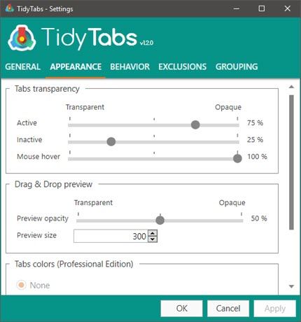 TidyTabs-Настройки