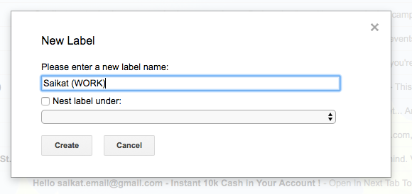 Новая метка Gmail