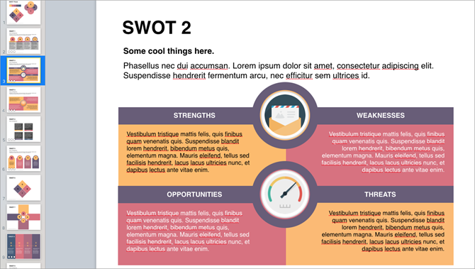 SWOT шаблон Keynote