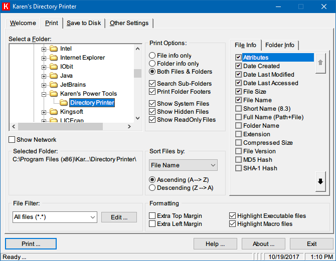 5 способов печати содержимого папки и каталога в папке содержимого печати Windows каталог каталога karens