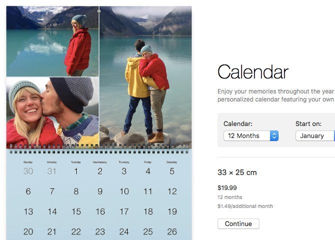 Библиотека фотографий Mac - создание календарей