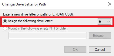 Как изменить букву диска в Windows, выберите букву диска