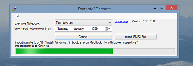 Основное руководство по экспорту evernote в OneNote для Mac