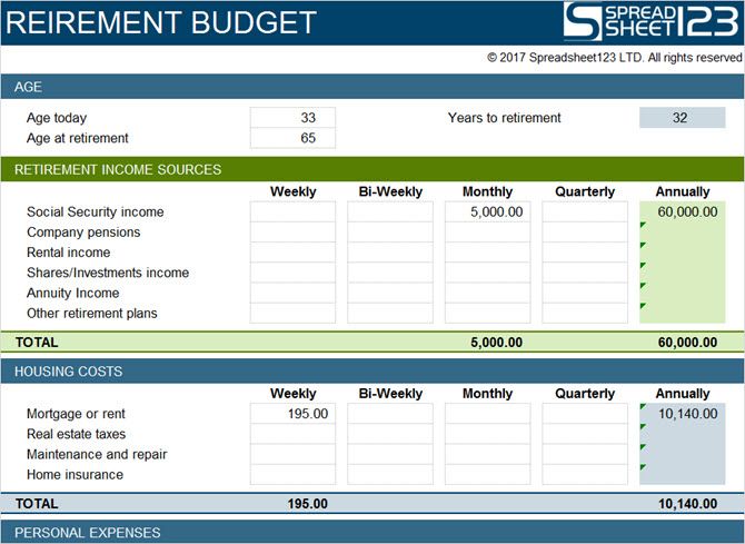таблица планировщика пенсионного бюджета