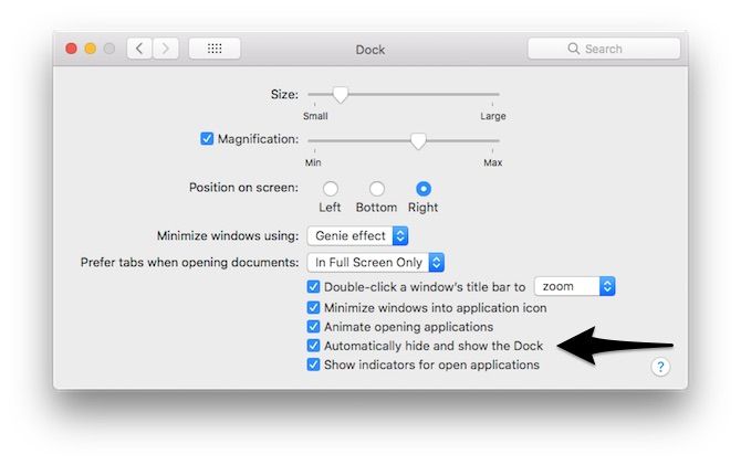 Mac Desktop беспорядок скрыть и показать док
