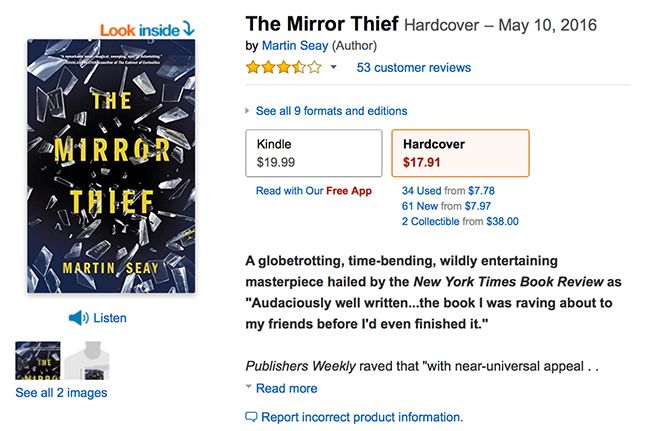 Зеркальный вор на Amazon Book Listing