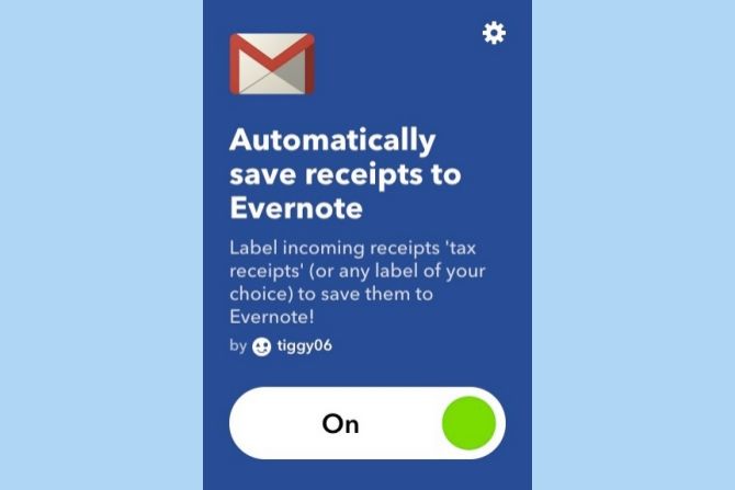 ifttt Gmail сохранить квитанции в Evernote