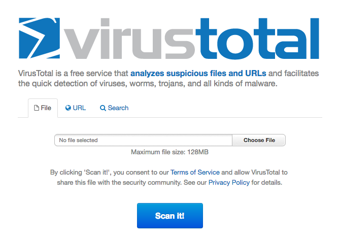 Безопасность онлайн и безопасность - VirusTotal