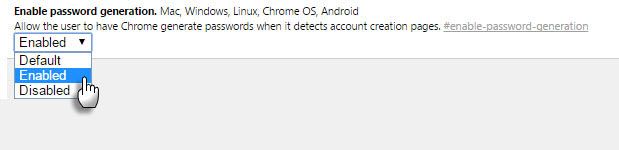 Включить пароль Chrome