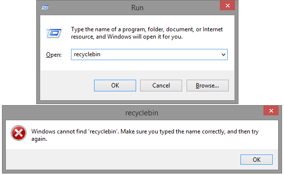 4 Run - recyclebin - error