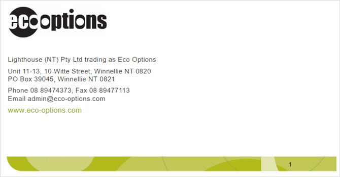 Пример профиля компании eco options