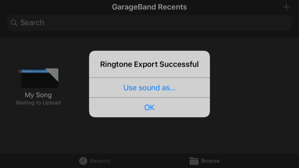 Экспорт приложения GarageBand завершен