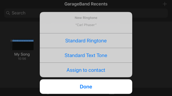 GarageBand App Назначить рингтон