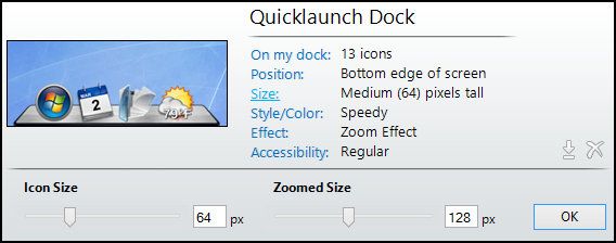 ObjectDock: быстрая настройка рабочего стола и повышение его функциональности [Windows] Параметры ObjectDock Размер дома
