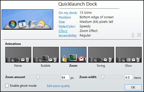 ObjectDock: быстрая настройка рабочего стола и повышение его функциональности [Windows] Настройки ObjectDock Home Effect
