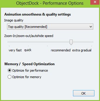 ObjectDock: быстрая настройка рабочего стола и повышение его функциональности [Windows] Параметры производительности ObjectDock Параметры производительности