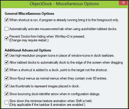 ObjectDock: быстрая настройка рабочего стола и повышение его функциональности [Windows] Настройки ObjectDock Разные параметры