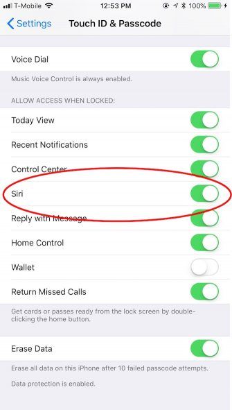 iPhone DIsable Siri Lock Экран