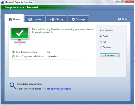 Free Security Suite для Windows: изображение Microsoft Security Essentials