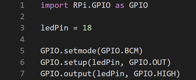 Код для настройки и светодиод для вывода с использованием библиотеки RPi.GPIO