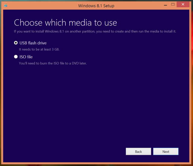 7 выберите установочный носитель Windows 8