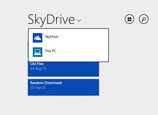 SkyDrive-интерфейс