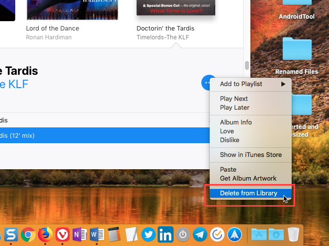 Удалить аудиофайл в iTunes на Mac
