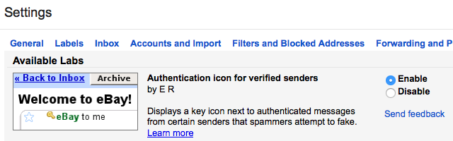 Gmail-функция-не-подержанная аутентификация значок подтвержденного-отправителей