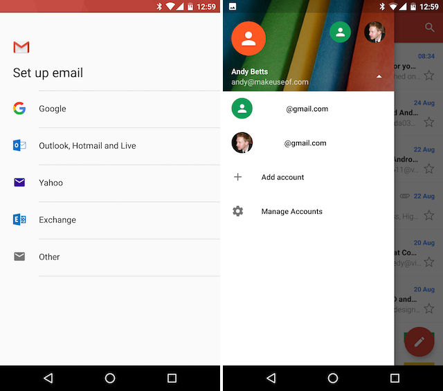 Android Gmail Добавить другие учетные записи почты