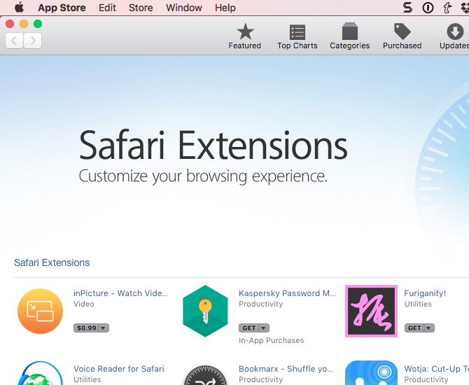 Расширения Safari в магазине приложений Mac