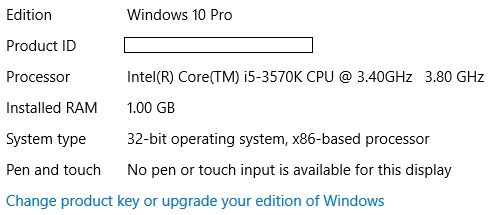 Тип системы Windows 10