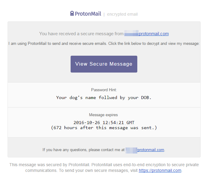 Зашифрованное сообщение ProtonMail отправлено