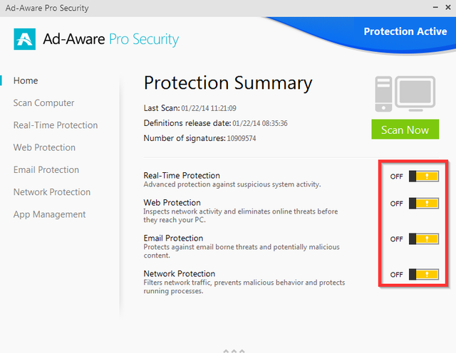 12 Ad-Aware Pro Security - Краткое описание защиты дома - Защита в реальном времени отключена