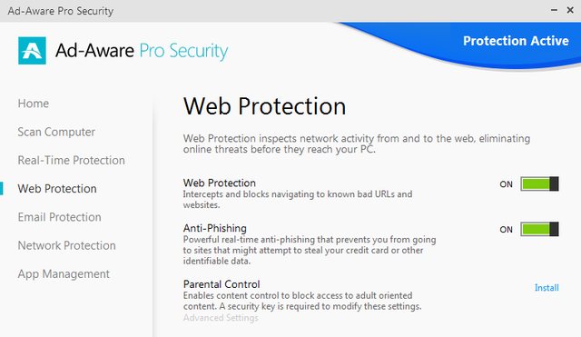 22 Ad-Aware Pro Security - веб-защита
