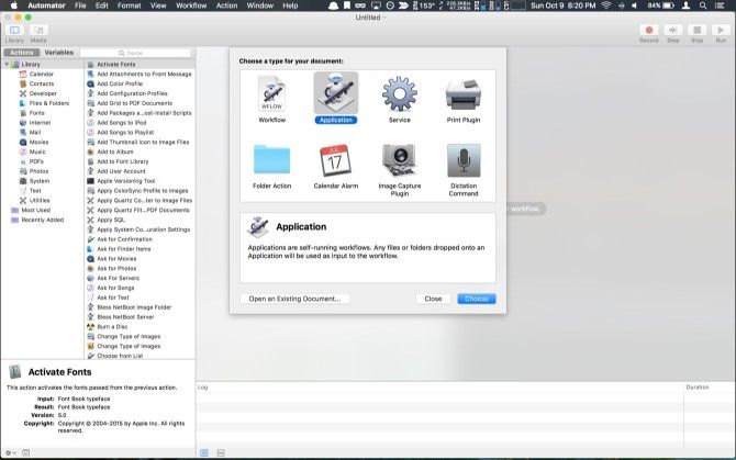 Mac Sierra Automator App