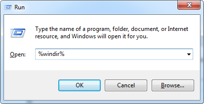Windows Run Dialog WinDir