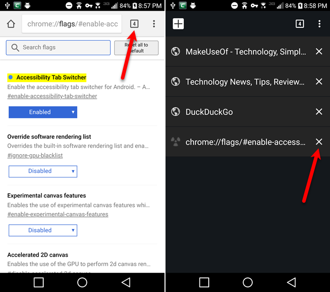 Откройте вкладку «Специальные возможности» в Chrome на Android