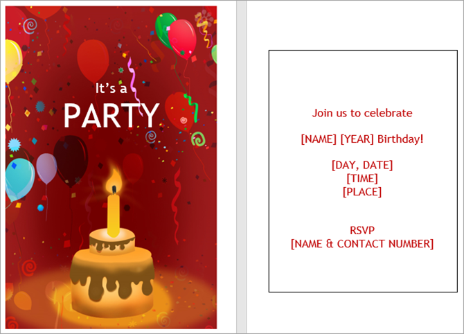 Бесплатные шаблоны приглашений Microsoft Word - день рождения для печати