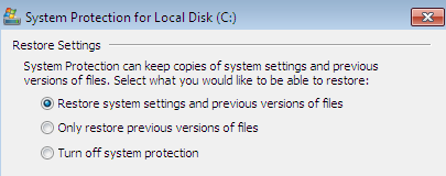 Включить защиту системы в Windows 7