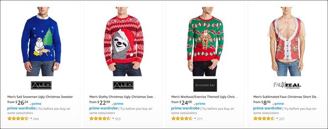 Амазонские мужские уродливые рождественские свитера